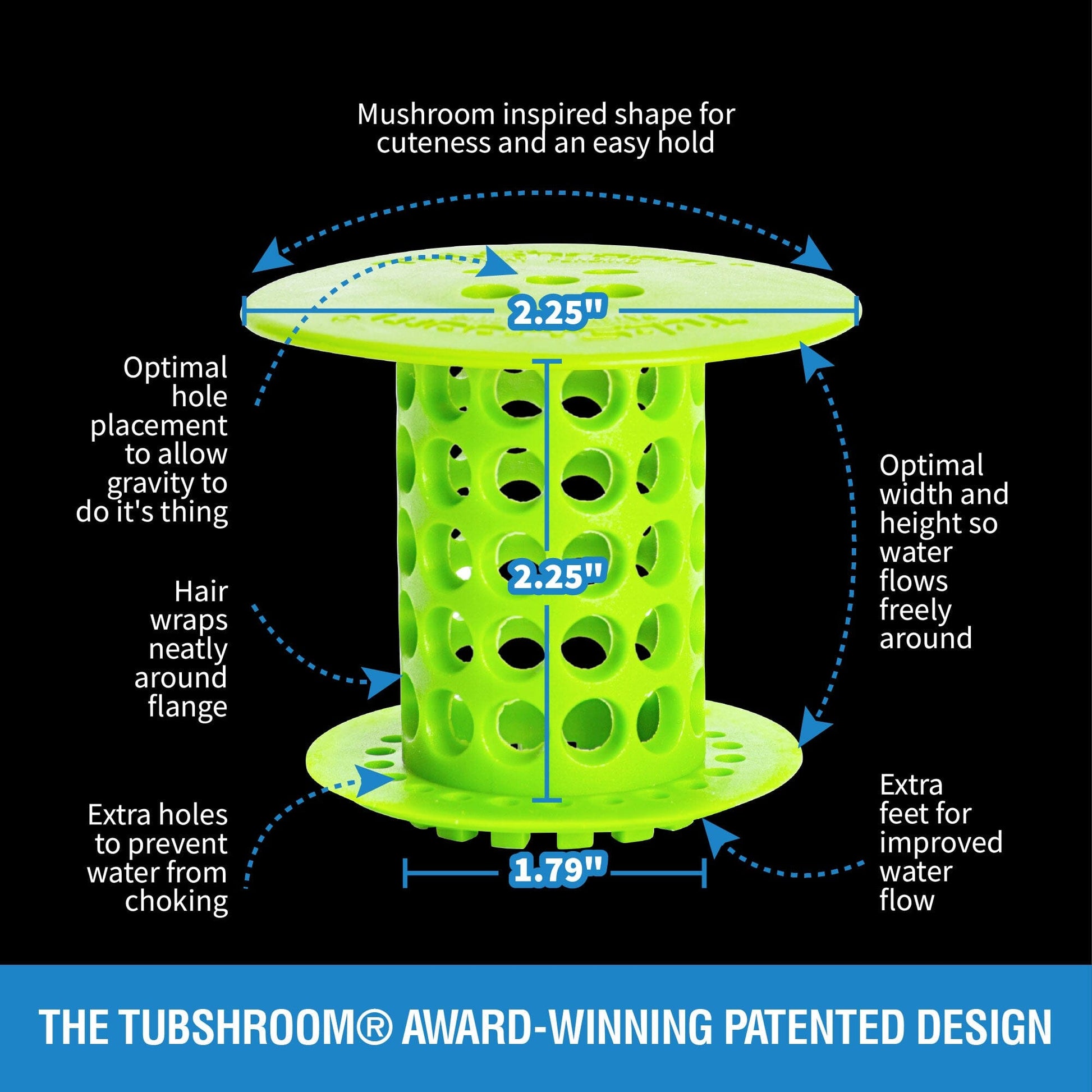 TubShroom (Green) The Hair Catcher That Prevents Clogged Tub Drains Drain Protector Juka Innovations Corporation 