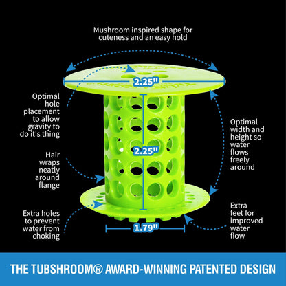 TubShroom (Green) The Hair Catcher That Prevents Clogged Tub Drains Drain Protector Juka Innovations Corporation 