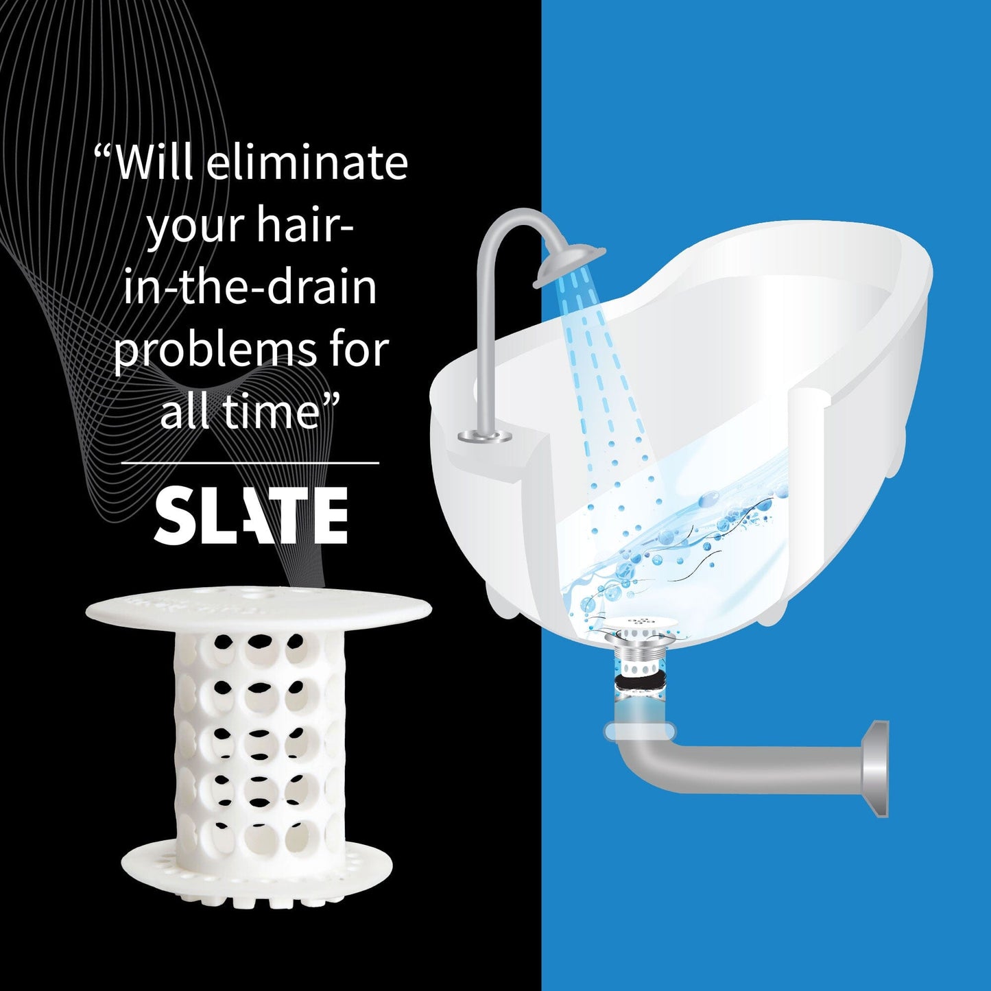 TubShroom (White) The Hair Catcher That Prevents Clogged Tub Drains Drain Protector Juka Innovations Corporation 