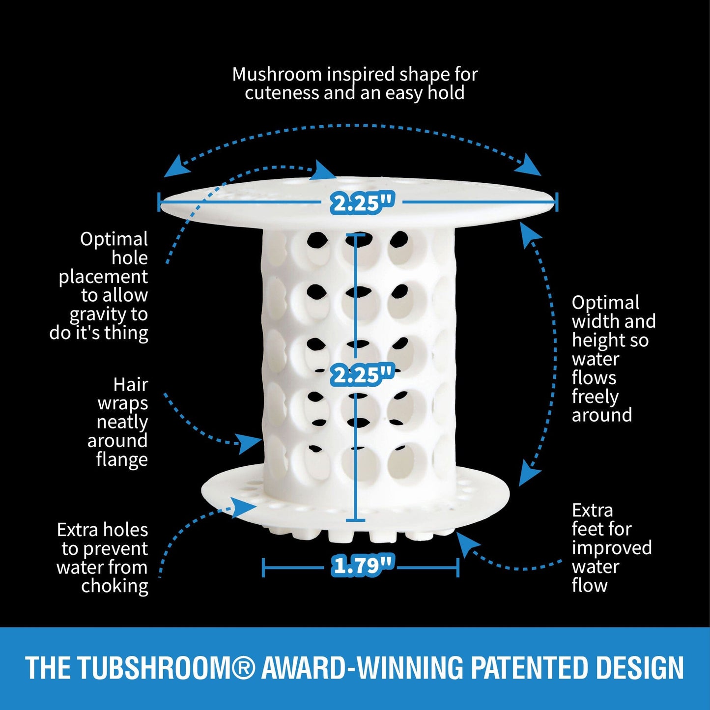TubShroom (White) The Hair Catcher That Prevents Clogged Tub Drains Drain Protector Juka Innovations Corporation 