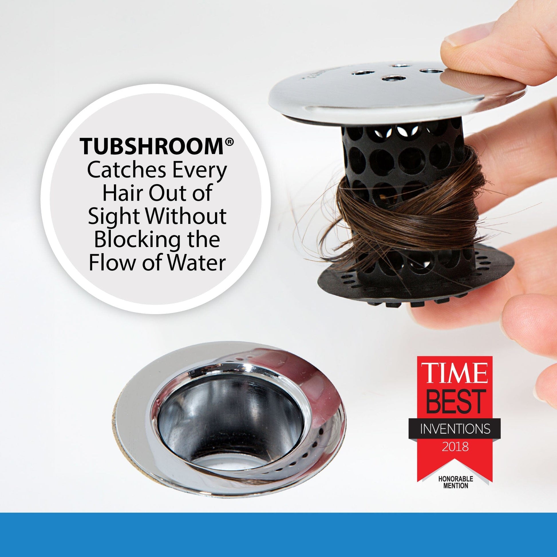 TubShroom® (Black Chrome) The Hair Catcher That Prevents Clogged Tub Drains Drain Protector Juka Innovations Corporation 