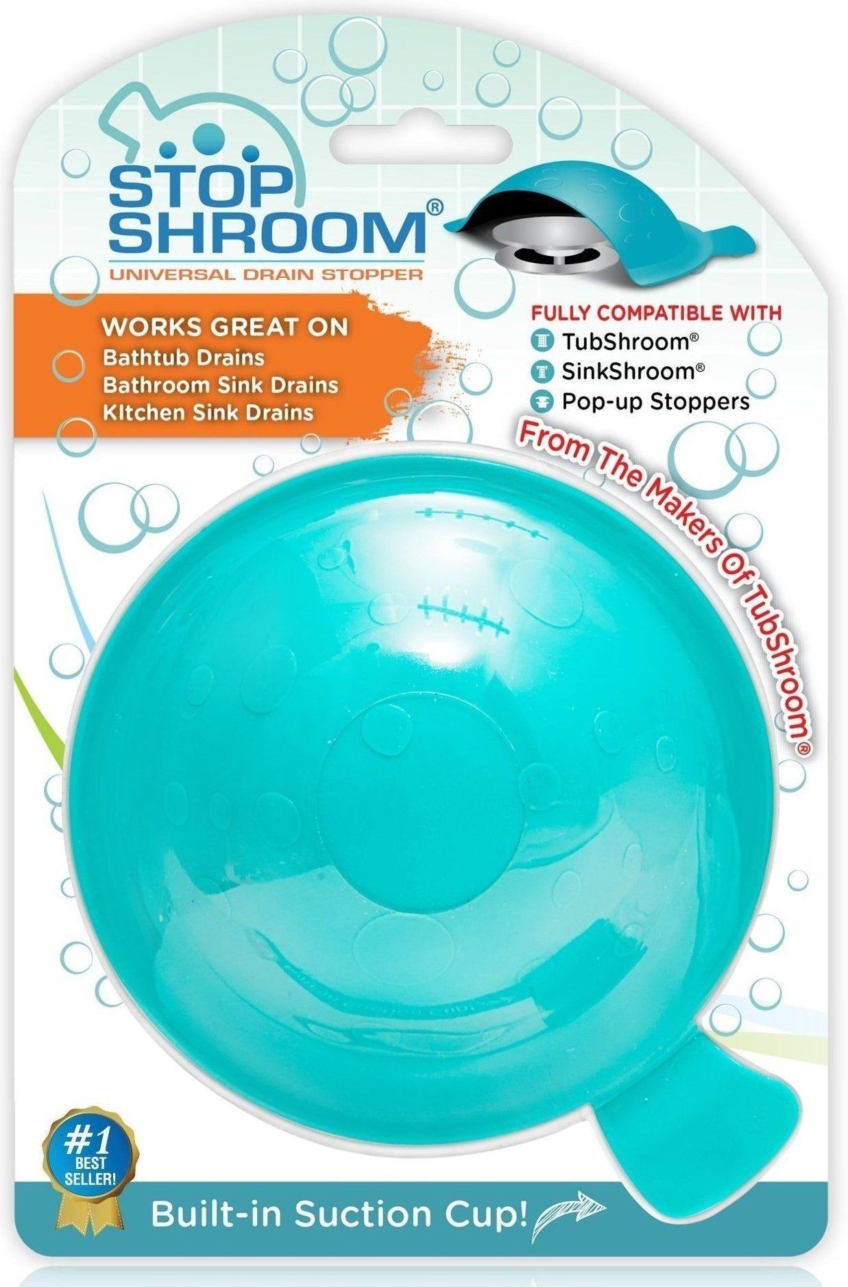 StopShroom® (Aqua) Universal Stopper Cover for Bathtub, Bathroom, and Kitchen Drains Drain Protector Juka Innovations Corporation 