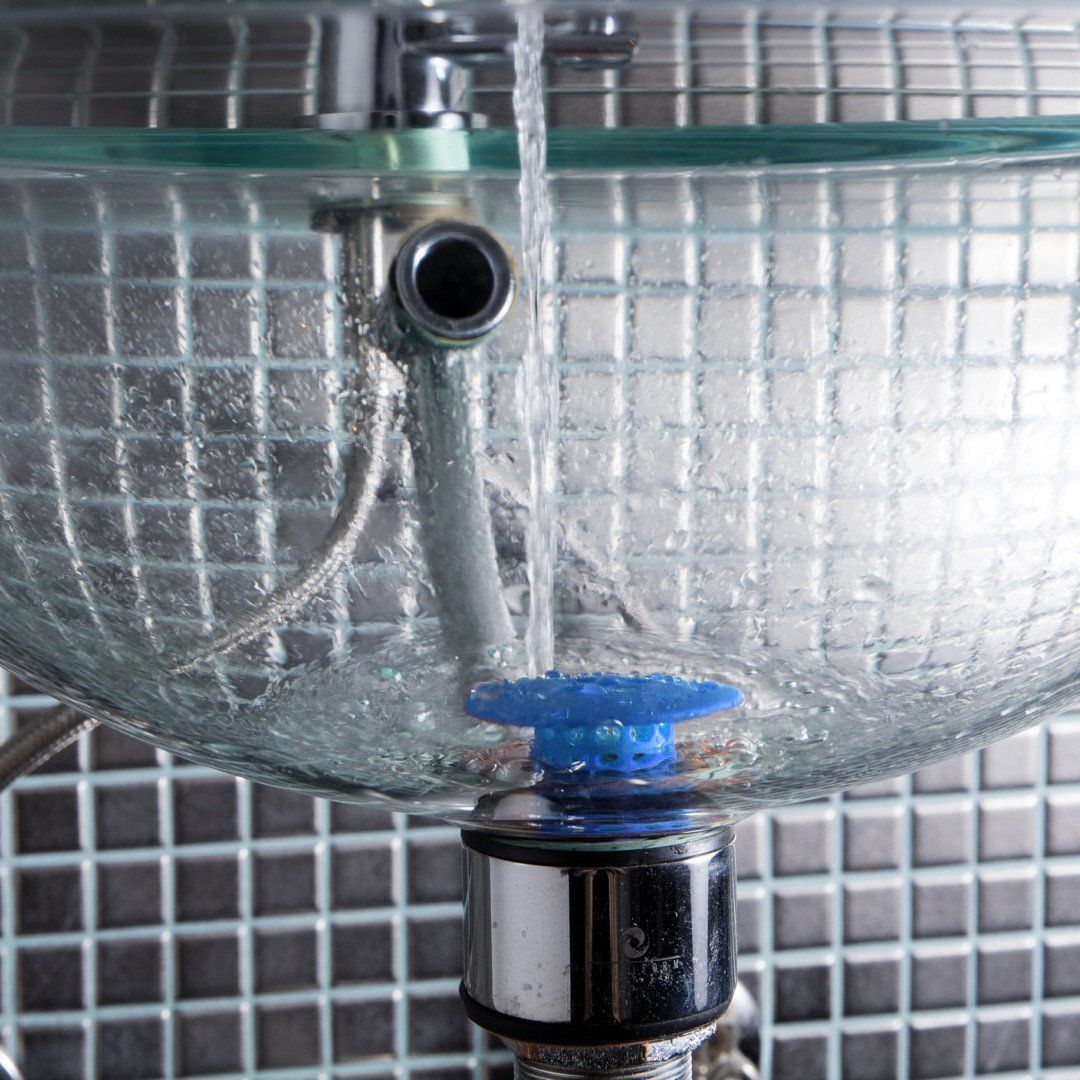 SinkShroom® (Blue) The Hair Catcher That Prevents Clogged Bathroom Sink Drains Drain Protector Juka Innovations Corporation 