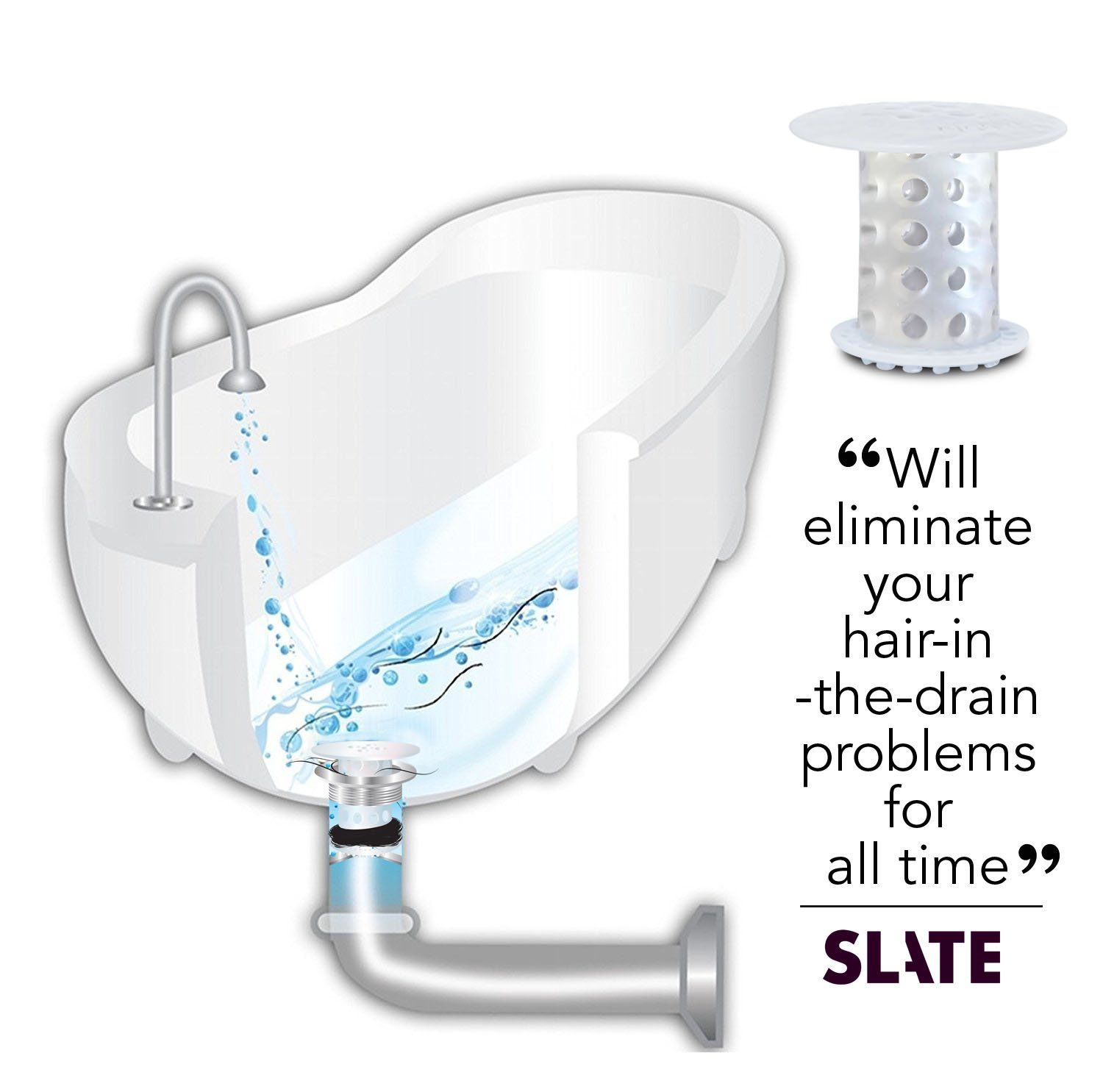 TubShroom® (Clear) The Hair Catcher That Prevents Clogged Tub Drains Drain Protector Juka Innovations Corporation 