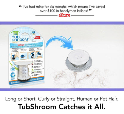 TubShroom® (Clear) The Hair Catcher That Prevents Clogged Tub Drains Drain Protector Juka Innovations Corporation 