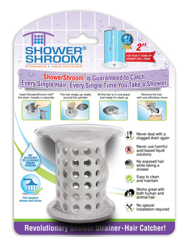 ShowerShroom (Gray) The 2 inch Hair Catcher That Prevents Clogged Shower  Drains