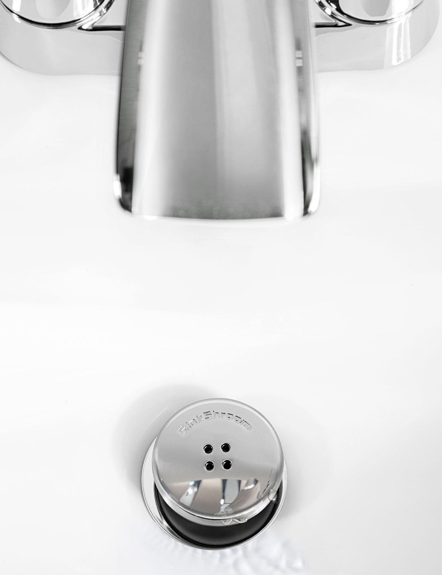 SinkShroom (Chrome Edition) The Hair Catcher That Prevents Clogged Bathroom Sink Drains Drain Protector Juka Innovations Corporation 