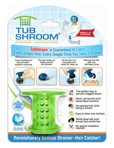 TubShroom Revolutionary Clear Tub Drain Protector Hair Catcher