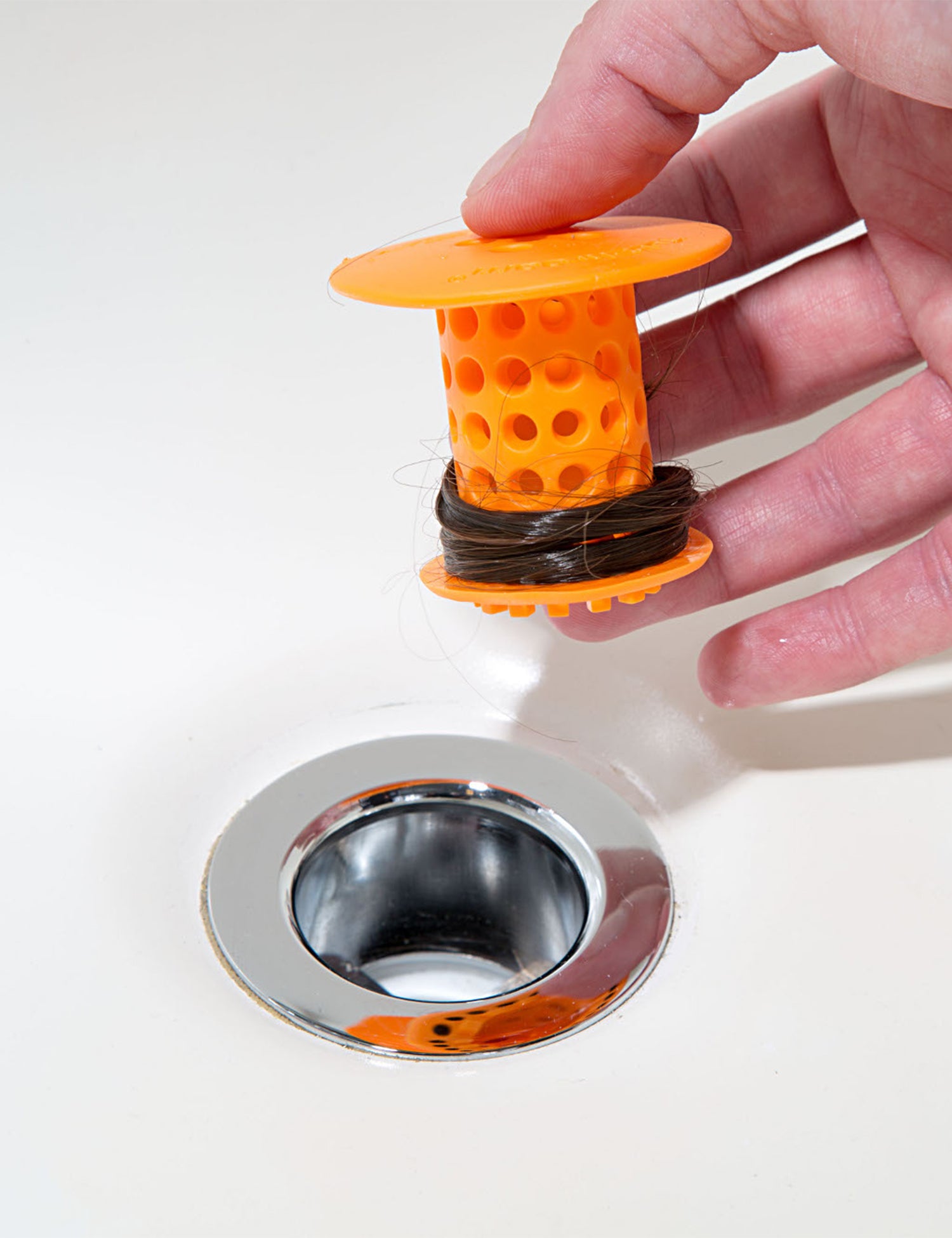 TubShroom (Orange) The Hair Catcher That Prevents Clogged Tub Drains Drain Protector Juka Innovations Corporation 