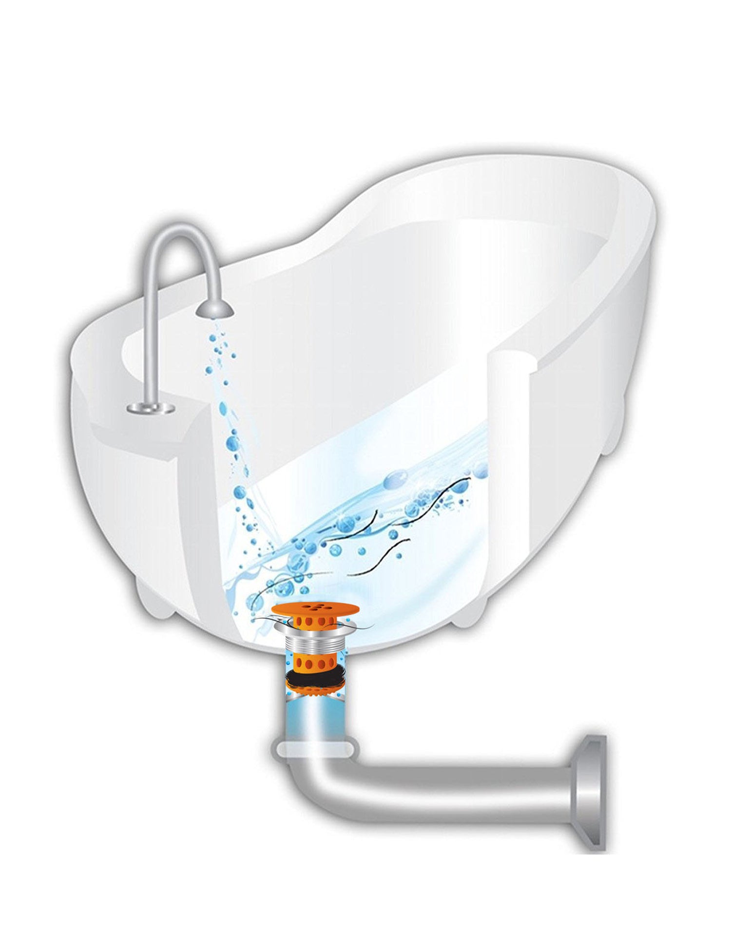 TubShroom (Orange) The Hair Catcher That Prevents Clogged Tub Drains Drain Protector Juka Innovations Corporation 