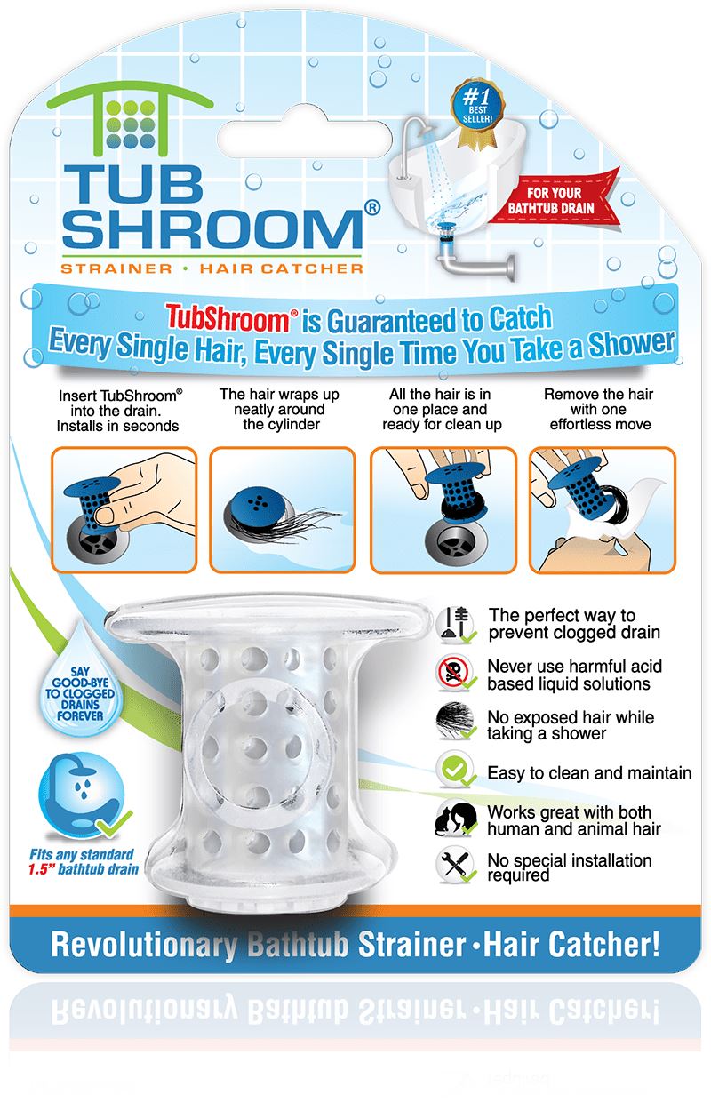 TubShroom® (Clear) The Hair Catcher That Prevents Clogged Tub Drains Drain Protector Juka Innovations Corporation 