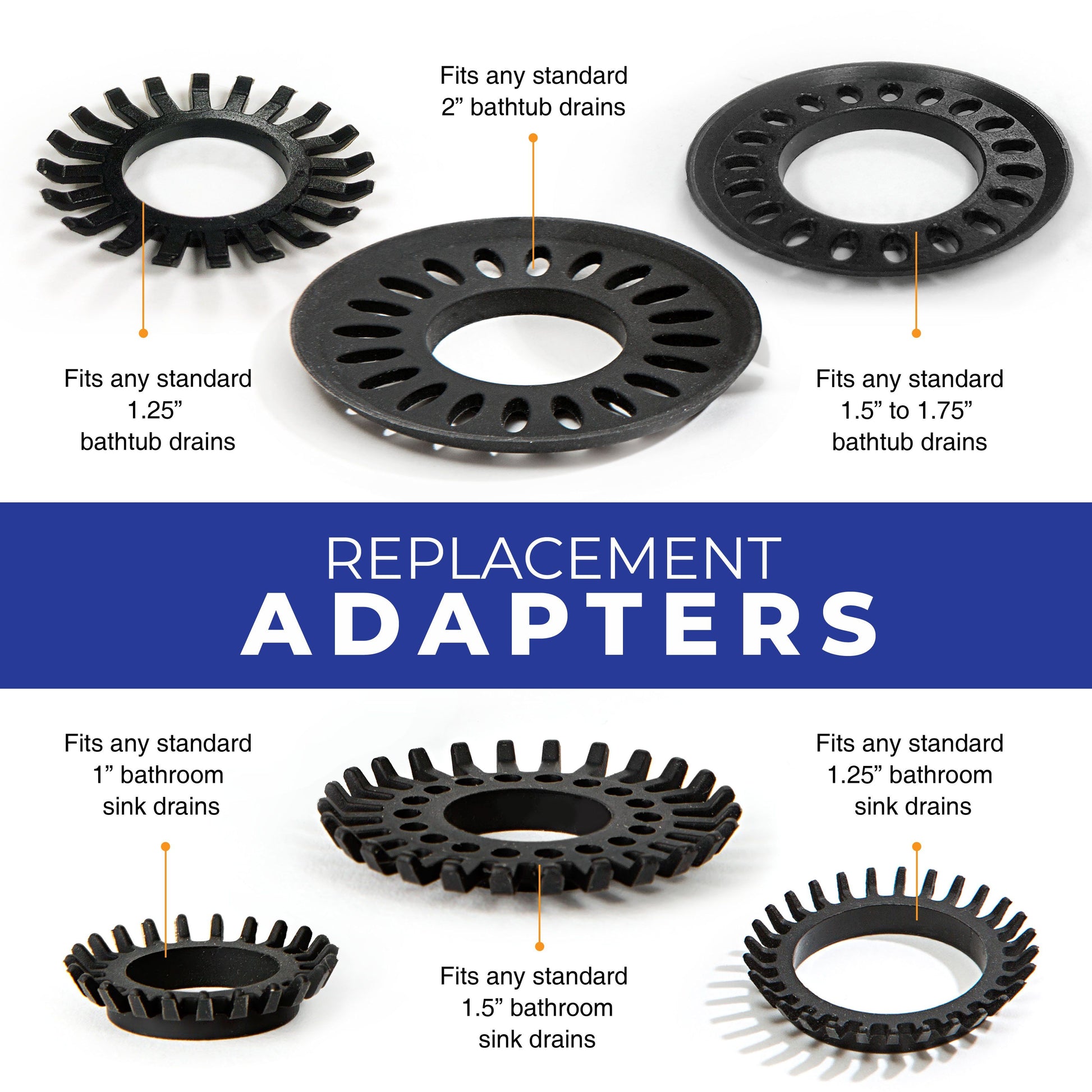 Replacement Adapters Pack for TubShroom Ultra and SinkShroom Ultra TubShroom.com 