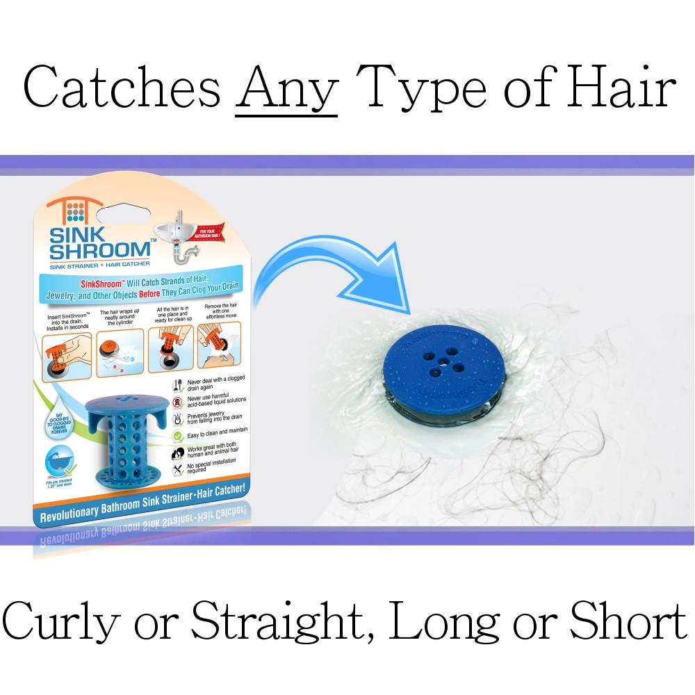 SinkShroom® (Blue) The Hair Catcher That Prevents Clogged Bathroom Sink Drains Drain Protector Juka Innovations Corporation 