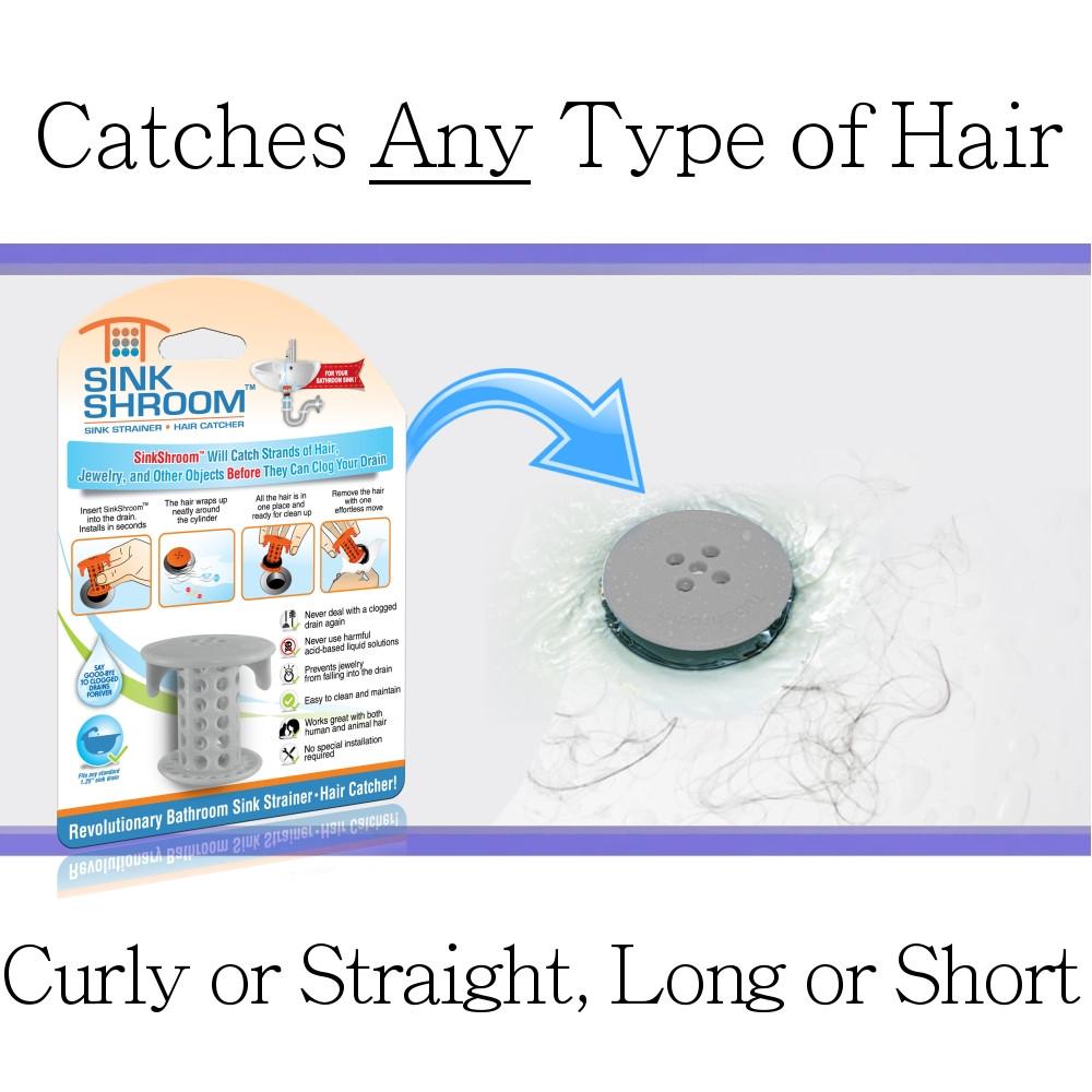 SinkShroom® (Gray) The Hair Catcher That Prevents Clogged Bathroom Sink Drains Drain Protector Juka Innovations Corporation 