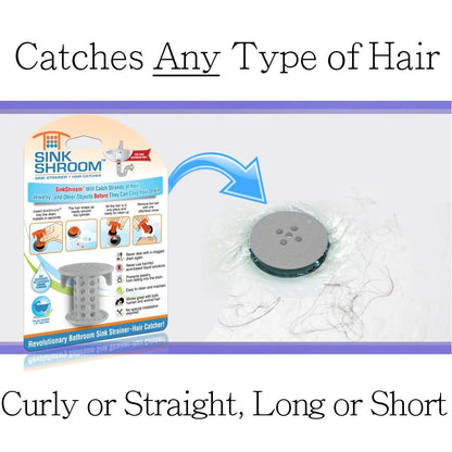 SinkShroom® (Gray) The Hair Catcher That Prevents Clogged Bathroom Sink Drains Drain Protector Juka Innovations Corporation 