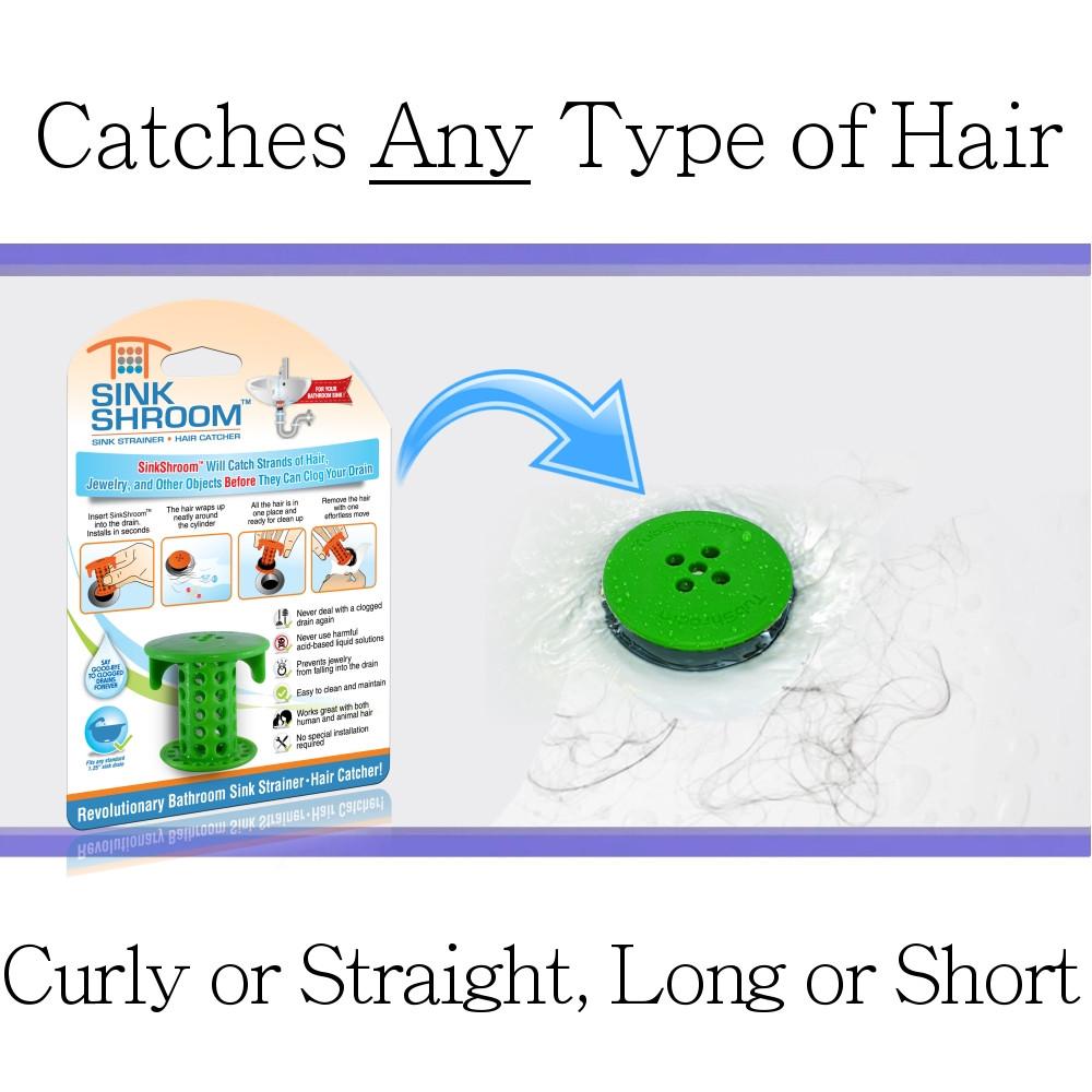 SinkShroom® (Green) The Hair Catcher That Prevents Clogged Bathroom Sink Drains Drain Protector Juka Innovations Corporation 