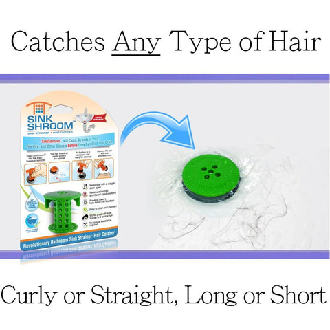SinkShroom® (Green) The Hair Catcher That Prevents Clogged Bathroom Si