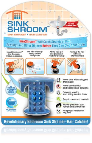 SinkShroom® (Blue) The Hair Catcher That Prevents Clogged Bathroom Sink Drains Drain Protector Juka Innovations Corporation 