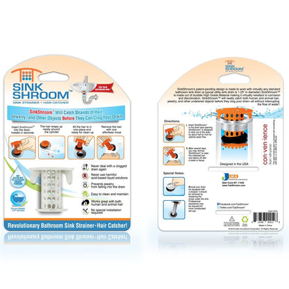 SinkShroom® (White) The Hair Catcher That Prevents Clogged Bathroom Sink Drains Drain Protector Juka Innovations Corporation 